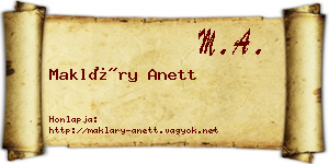 Makláry Anett névjegykártya
